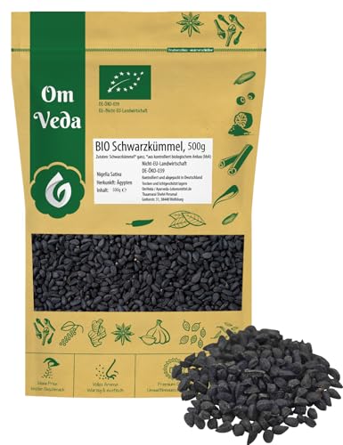 BIO Schwarzkümmel 500g Nigella Sativa Echter Schwarzkümmelsamen Schwarzkümmelkörner ganz aus Ägypten | Organic Bio-zertifiziert DE-ÖKO-039 | Black Cumin | OmVeda | Für Küche, Tee und Öl von OmVeda
