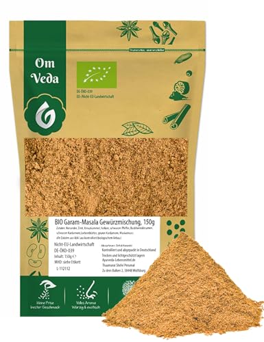 BIO Garam Masala 150g | Original Indische Gewürzmischung für Curry & Asiatische Küche | Fein Gemahlen, Ohne Salz | Perfekt für Vegetarische & Fleischgerichte | DE-ÖKO-039 | OmVeda Spices Blend (150g) von OmVeda