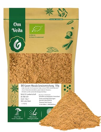 Garam Masala Gewürz BIO 150g | Original Indischer Art | Gewürzmischung Curry Pulver Fein Gemahlen Ohne Salz | Asiatische Küche | Spices Blend | OmVeda von OmVeda