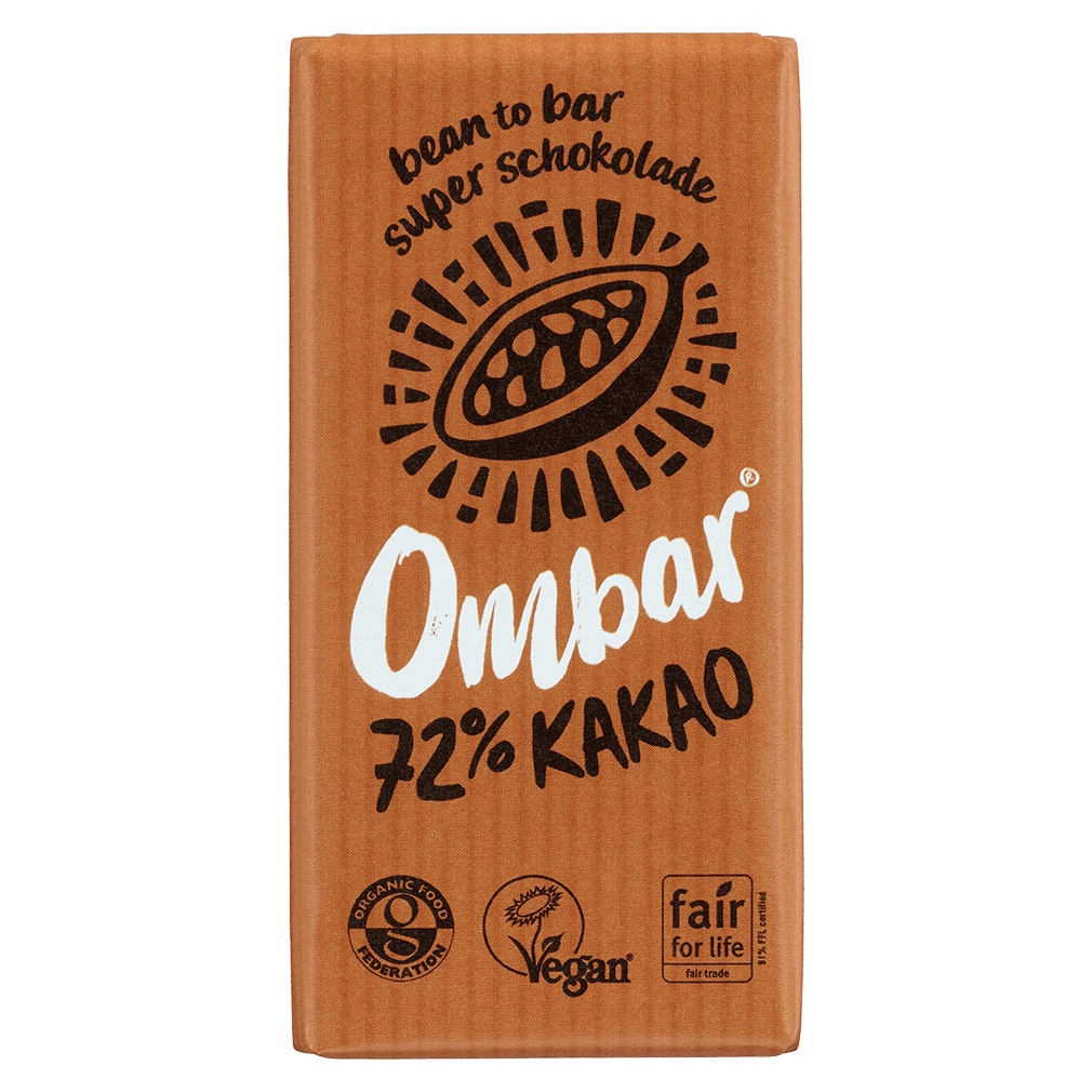 Bio Raw 72% Rohkakao Schokolade, 35g Bio Raw 72% Rohkakao Schokolade, 35g von Ombar
