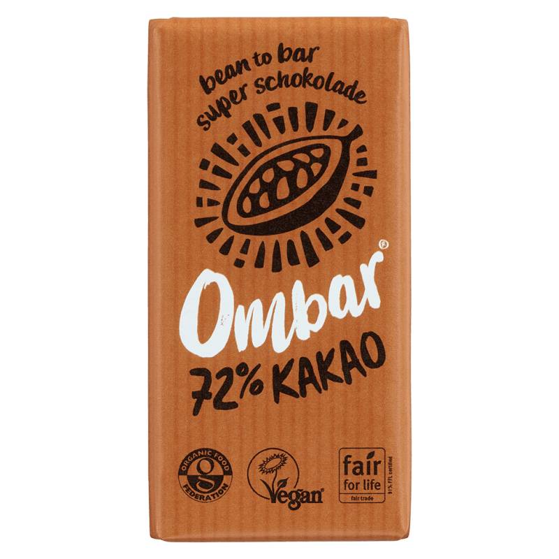 Bio Raw  72% Rohkakao Schokolade, 35g von Ombar