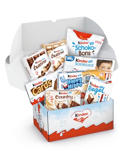 Ferrero Kinderschokolade Probier-Box | Mit Kinder Bueno, Kinderriegel, Schokobons, & vieles mehr | Ideal als Geschenk oder Präsent I Schokoladen-Geschenkbox 1200g von One Solution