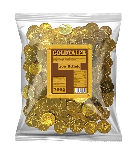 Goldtaler aus Schokolade 200 Stück I ideal für Schatzsuchen, Kindergeburtstage oder als Mitgebsel I Euromünzen als Wurfmaterial für Karneval und Fasching von One Solution