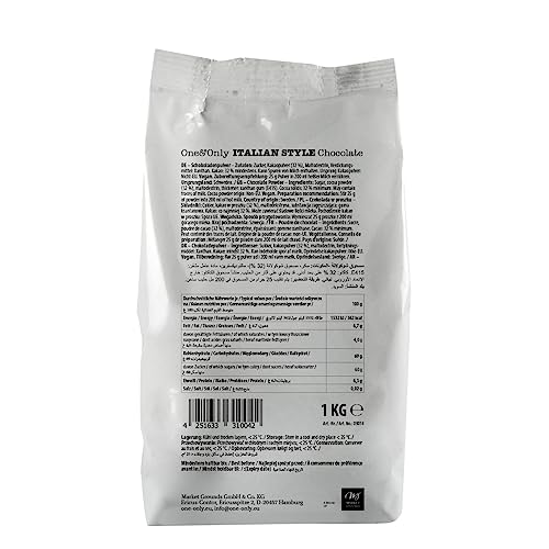 One&Only Chocolate Powder Italian Style 1 kg - Trinkschokolade (32 % Kakao) italienischer Art mit dickflüssiger, herrlich cremiger Textur von one&only