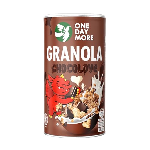 Knuspriges Schokoladengranola | Mit Honig | Vollmilchschokolade und Getreidecrispies | 100% natürliche Zutaten | Ideal für ein gesundes Frühstück von OneDayMore