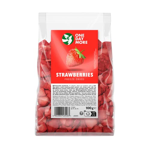 OneDayMore Getrocknete Erdbeeren Gefriergetrocknet | 100g Gefriergetrocknete Früchte Trockenfrüchte Erdbeeren Getrocknet | Ohne Zucker 100% Natürlich Erdbeere von OneDayMore