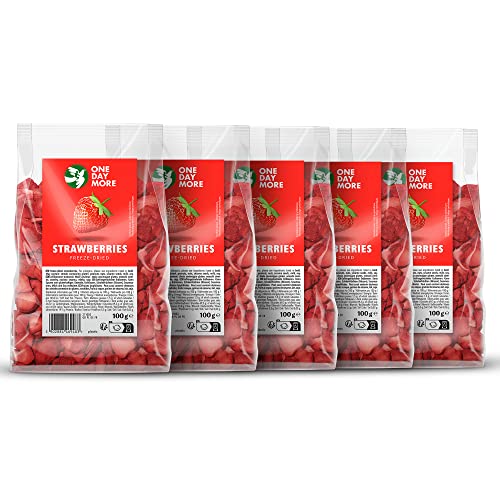OneDayMore Getrocknete Erdbeeren Gefriergetrocknet | 500g Gefriergetrocknete Früchte Trockenfrüchte Erdbeeren Getrocknet | Ohne Zucker 100% Natürlich Erdbeere 5-pack von OneDayMore