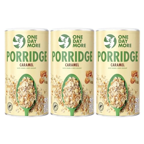 OneDayMore Karamell Porridge | 1350g Haferbrei Zuckerfrei Müsli | Haferflocken Frühstück Aus 100% Natürlichen Zutaten | Gesunde Snacks Essen | 3-pack von OneDayMore