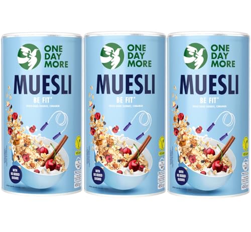 OneDayMore Müsli für die Figur | 1350g Zuckerfrei Viele Früchte Haferflocken Müsli | Fit Muesli Essen Frühstück 100% Natürlich | Gesunde Ohne Zucker Salt Musli von OneDayMore