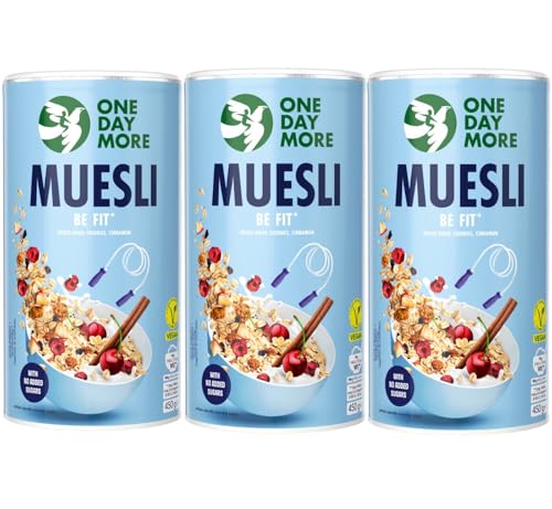 OneDayMore Müsli für die Figur | 1350g Viele Früchte Haferflocken Müsli | Fit Muesli Essen Frühstück 100% Natürlich | Gesunde Salt Musli von OneDayMore