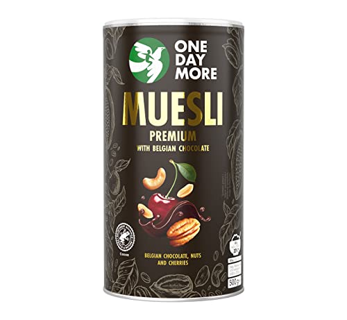 OneDayMore Premium Schoko Müsli mit Belgischer Schokolade | 450 g Schokomüsli ohne Zucker | Haferflocken Frühstück 100% Natürlich | Zuckerfrei Gesunde Fit Essen von OneDayMore