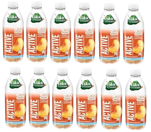 12 Flaschen Vitamin + Active Peach Pfirsichgeschmack Erfrischungsgetränk (12 x 750ml) inc. EINWEG Pfand PET Flasche + Space Keks a 45g von Onlineshop Bormann von Onlineshop Bormann