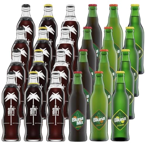 Afri Cola & Bluna Limo Mischkiste 24 Flaschen (6 Sorten Mix) je 0,33l incl Mehrweg Pfand + Space Riegel von Onlineshop Bormann von Onlineshop Bormann