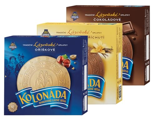 3er-Pack OPAVIA Kolonáda Kurortoblaten Mix aus drei Geschmacksrichtungen Haselnuss, Schokolade und Vanille 570g von Kolonada