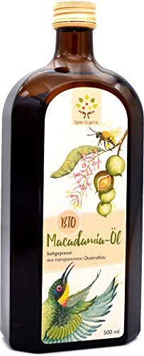 Bio-Macadamiaöl 500ml, kaltgepresst im Schwarzwald aus Macadamianüssen aus kleinbäuerlicher Landwirtschaft am Mount Kenya von Open Organic