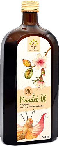 Bio-Mandelöl 500ml, kaltgepresst im Schwarzwald aus spanischen Süßmandeln aus regenerativer Landwirtschaft von Open Organic