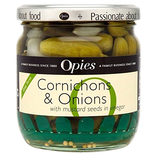 Opies Cornichons und Zwiebeln mit Senfkörnern (400g) - Packung mit 2 von Opies