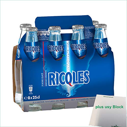 Schweppes RICQLES Menthe 8 x 250ml Flasche (Minzgetränk mit Kohlensäure) + usy Block von Orangina Schweppes