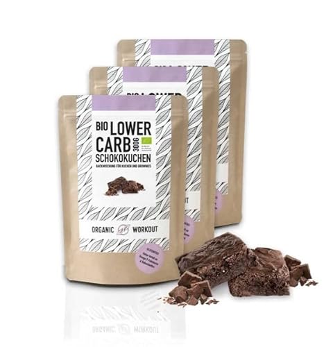 3er Lower Carb Brownie-Backmischung | bio, glutenfrei, keto Diät, für Backform, Muffin, Schokoladenkuchen - Mandelmehl - laktosefreie lowercarb lebensmittel, zuckerfreie Schokolade*, Organic Workout von Organic Workout