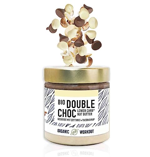 Bio Double-Choc Nussmus | Nuss Nougat Creme | Cashew-Haselnuss | vegan | lower-carb | ohne Zuckerzusatz | Erythrit gesüsst | Organic Workout von Organic Workout