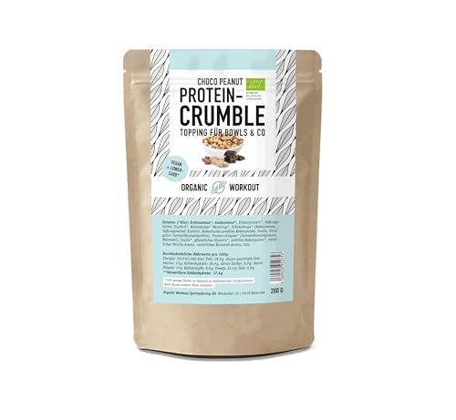 Choco Peanut) Protein Crumble Topping – Knusprig – Vegan, Ohne Zuckerzusatz, mit Bio-Erythrit & Bio-Erbsenprotein – Perfekt für Bowls, Joghurt & Desserts von Organic Workout