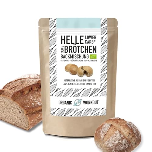 Helle LOWER-CARB BRÖTCHENBACKMISCHUNG 350g – mit Sauerteig, Bio, vegan, glutenfrei, proteinreiches Landbrot-Brot, Lebensmittel ohne Getreide, Organic Workout von Organic Workout