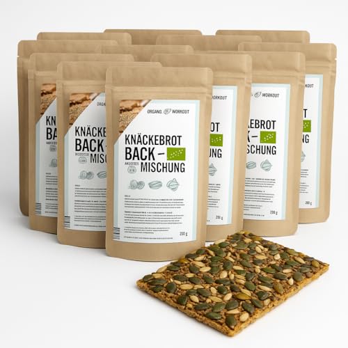 LOWER-CARB-KNÄCKEBROT Backmischung – Bio, vegan, glutenfrei, Eiweiss-Brot-Alternative, Lebensmittel ohne Getreide, lactosefrei, keto, Organic Workout (10 er, Kernig) von Organic Workout