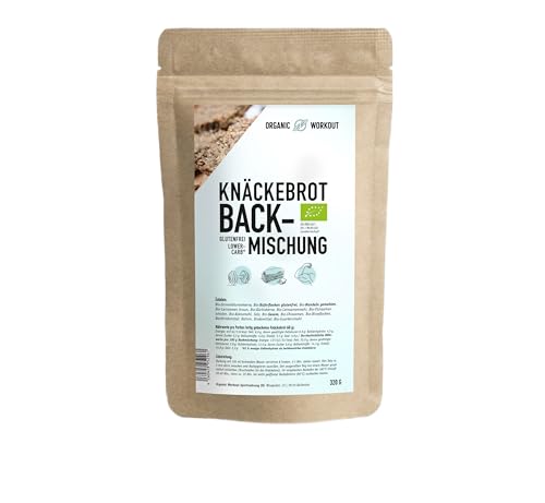 LOWER-CARB-KNÄCKEBROT Backmischung – Bio, vegan, glutenfrei, Eiweiss-Brot-Alternative, Lebensmittel ohne Getreide, lactosefrei, keto, Organic Workout (1er, Kernig) von Organic Workout