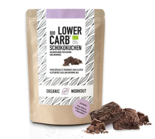 Lower Carb Schokoladenkuchen Backmischung | bio, glutenfrei, keto Diät, für Backform, Muffin, Brownie - Mandelmehl - laktosefreie lowercarb lebensmittel, zuckerfreie Schokolade*, Organic Workout von Organic Workout