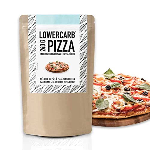 Lower-Carb Pizza Backmischung für 2 Pizzaböden oder 1 Pizzablech | 90% weniger Kohlenhydrate | Glutenfrei, 29g Vegan Protein, mit Mandelmehl Flohsamenschalen & Leinsamen, keto, Organic Workout von Organic Workout