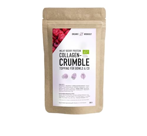 Milky Berry Protein Crumble Topping – Knusprig & Vanillig – Mit Collagen, Ohne Zuckerzusatz, mit Bio-Erythrit & Bio-Erbsenprotein – Perfekt für Bowls, Joghurt & Desserts von Organic Workout