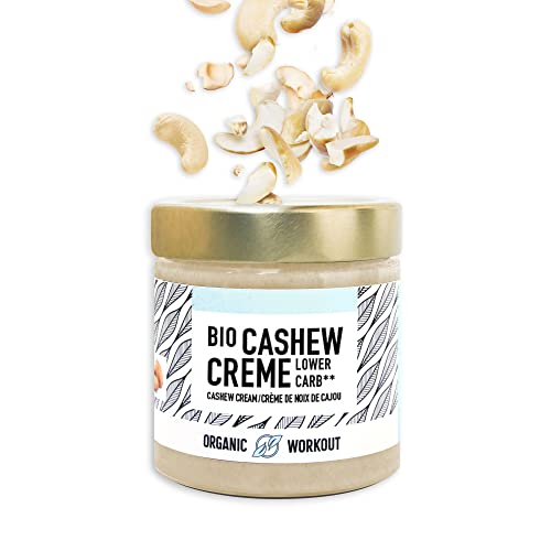 Organic Workout BIO-CASHEWMUS mit Vanille-Aroma | vegan | lower-carb | ohne Zuckerzusatz | mit Erythrit | Weisse Schokolade von Organic Workout