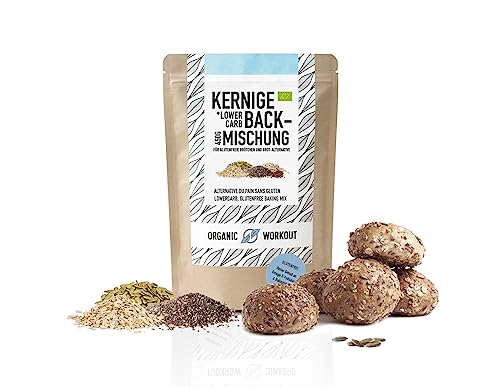 Kerniges LOWER-CARB-BROTBACKMISCHUNG 450g – Bio, vegan, glutenfrei, Saatenbrot, proteinreiches Brot, Lebensmittel ohne Getreide, Organic Workout von Organic Workout