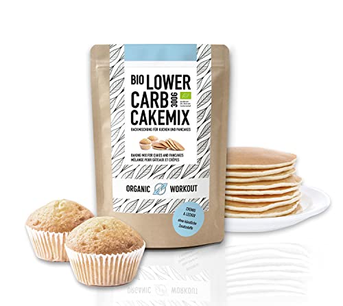 LOWER-CARB VANILLE KUCHEN BACKMISCHUNG - Bio, Gluten-frei, für Kuchen, Pancake, Mugcake, mit viel Protein - clean-eating, ohne Getreide, eiweiss-reich, gesüsst mit Erythrit, Organic Workout von Organic Workout