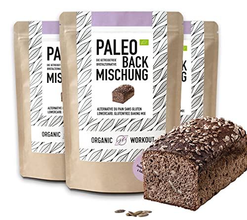 PALEO-BACKMISCHUNG 3er Pack | Bio | Brot-Alternative-gluten-frei | lower-carb | Eiweiss-Brot | clean-eating | Fitness | hefefrei | ohne Getreide, Organic Workout von Organic Workout