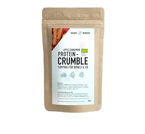 Protein Crumble Topping Apple Cinnamon– Knusprig – Vegan, Ohne Zuckerzusatz, mit Bio-Erythrit & Bio-Erbsenprotein – Perfekt für Bowls, Joghurt & Desserts von Organic Workout