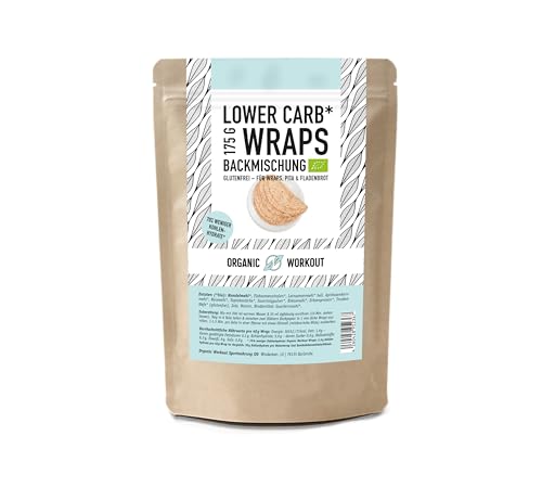 WRAPS LOWER-CARB BACKMISCHUNG für Wrap, Tortilla, Fladenbrot, Pfannenbrot – Bio, vegan, glutenfrei, Protein-Wrap, lactosefrei, keto - Organic Workout (3 er, Wraps) von Organic Workout
