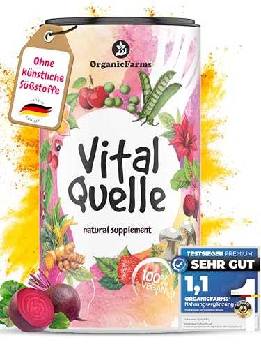 VITALQUELLE Superfood Smoothie Pulver - Saftkur - Rote Beete, Acai Pulver, OPC, Kurkuma, Guarana, Maca, Protein Pulver vegan - Mikronährstoffe VITALQUELLE Superfood Smoothie Pulver - Saftkur - Rote Beete, Acai Pulver, OPC, Kurkuma, Guarana, Maca, Protein Pulver vegan - Mikronährstoffe von OrganicFarms