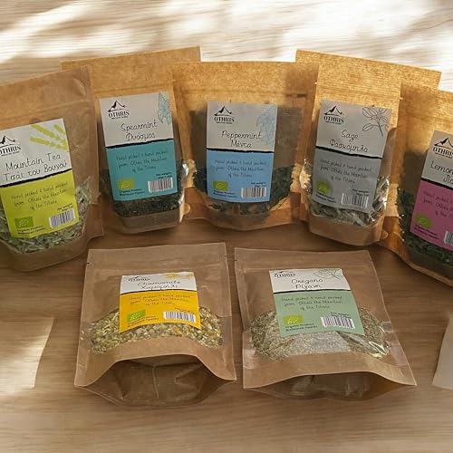 Organikos - Biozertifiziertes Tee Sorten aus Griechenland - 180g - 6 leckere Tee-Sorten - Pfefferminze Bergtee Kamillenblüten Salbei Zitronenverbene Grüne Minze Organikos - Biozertifiziertes Tee Sorten aus Griechenland - 180g - 6 leckere Tee-Sorten - Pfefferminze Bergtee Kamillenblüten Salbei Zitronenverbene Grüne Minze von ORGANIKOS