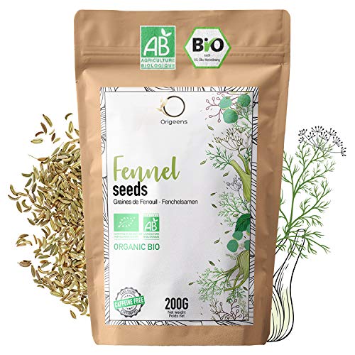 ORIGEENS BIO FENCHELTEE 200g | Kräutertee für Stillen, Laktation und Verdauung | Fenchelsamen Bio für losen Tee | In Deutschland zertifiziert und verpackt von Origeens