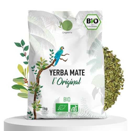 ORIGEENS BIO YERBA MATE TEE 1 KG - Das Original I Ungeröstet, Blätter, Frei von Stängeln, Staub und Krümeln I Energie- und Detoxgetränk von Origeens