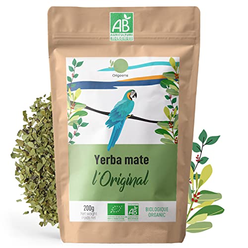 ORIGEENS BIO YERBA MATE TEE 200g - Das Original I Bio Yerba Mate Ungeröstet, Blätter, Frei von Stängeln, Staub und Krümeln I Energie- und Detoxgetränk von Origeens