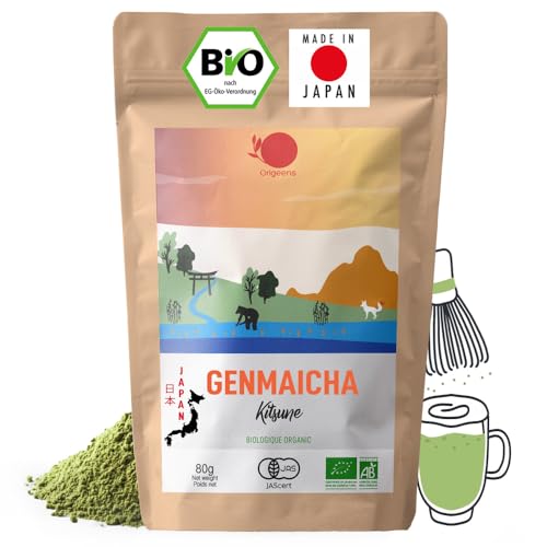 ORIGEENS Japanischer Bio Genmaicha Pulver - Bio Genmaicha Grüntee Pulver für Matcha Latte - 80g Beutel ORIGEENS Japanischer Bio Genmaicha Pulver - Bio Genmaicha Grüntee Pulver für Matcha Latte - 80g Beutel von Origeens