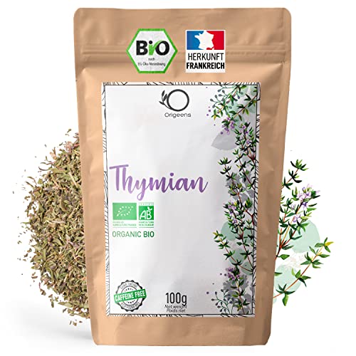 ORIGEENS THYMIAN TEE BIO Herkunft Frankreich 100g | Bio Thymian getrocknet für Hustentee und zum Kochen | Thymiantee Bio von Origeens