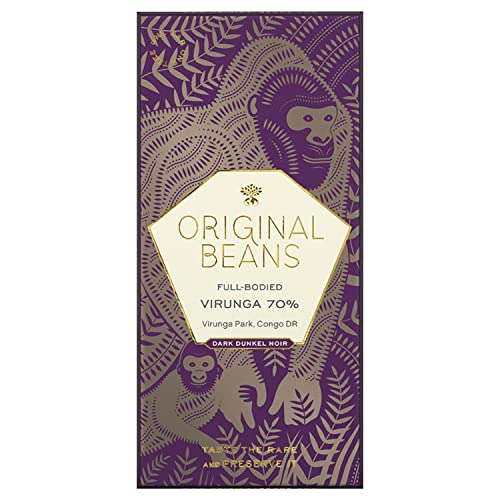 Original Beans - BIO Virunga 70% Schokolade - 70g Tafel / CH-BIO-006- Noten Von Schattenmorellen, Dunkler Schokolade Und Schwarzem Tee von Original Beans