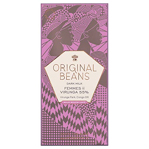 Original Beans - BIO Femmes de Virunga 55% Schokolade - 70g Tafel - CH-BIO-006 - Essenzen von gerösteten Nüssen und Cappuccino von Original Beans