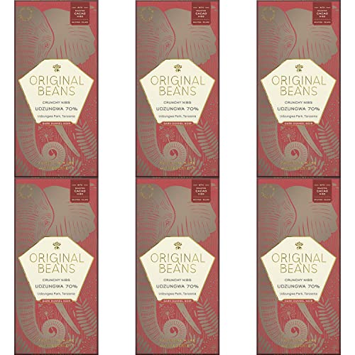 Original Beans Udzungwa 70% Schokolade mit Nibs 70g Tafel / CH-BIO-006 - Verspielte Dunkelschokolade mit warmen Noten von Orange und Toffee - 6er Pack - 6x 70g Tafel (420g) von Original Beans