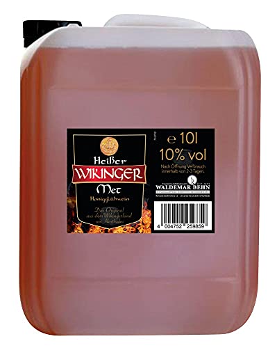 Wikinger | Heißer Wikinger Met| 1 x 10 L. Kanister | Honigwein aus dem Ursprungsland der Wikinger in Norddeutschland | Heißer Met | Das Original | 10 % Vol. von Original Wikinger Met