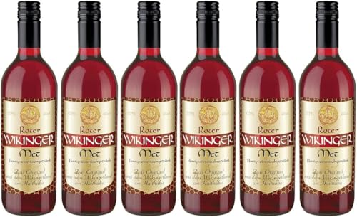 Roter Wikinger Met (6 x 0,75 L) – Roter Met Honigwein aus dem Wikingerland – Fruchtig-aromatischer Honigmet mit Kirschsaft – Ideal pur, als Aperitif oder Heißgetränk – 6 % Vol. von Original Wikinger Met
