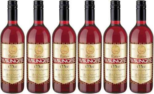 Wikinger |Roter Wikinger Met | 6 x 0.75 l | Honigwein aus dem Ursprungsland der Wikinger in Norddeutschland | Mit Kirschsaft | fruchtig aromatisch von Original Wikinger Met